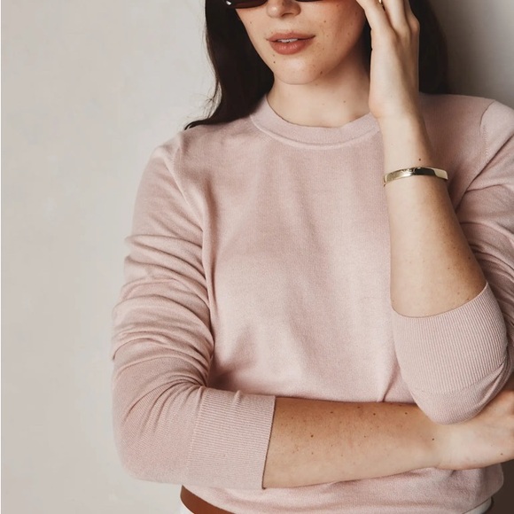 Quince Lightweight Organic Cotton Cashmere Crew Neck Sweater Medium - Picture 2 of 9